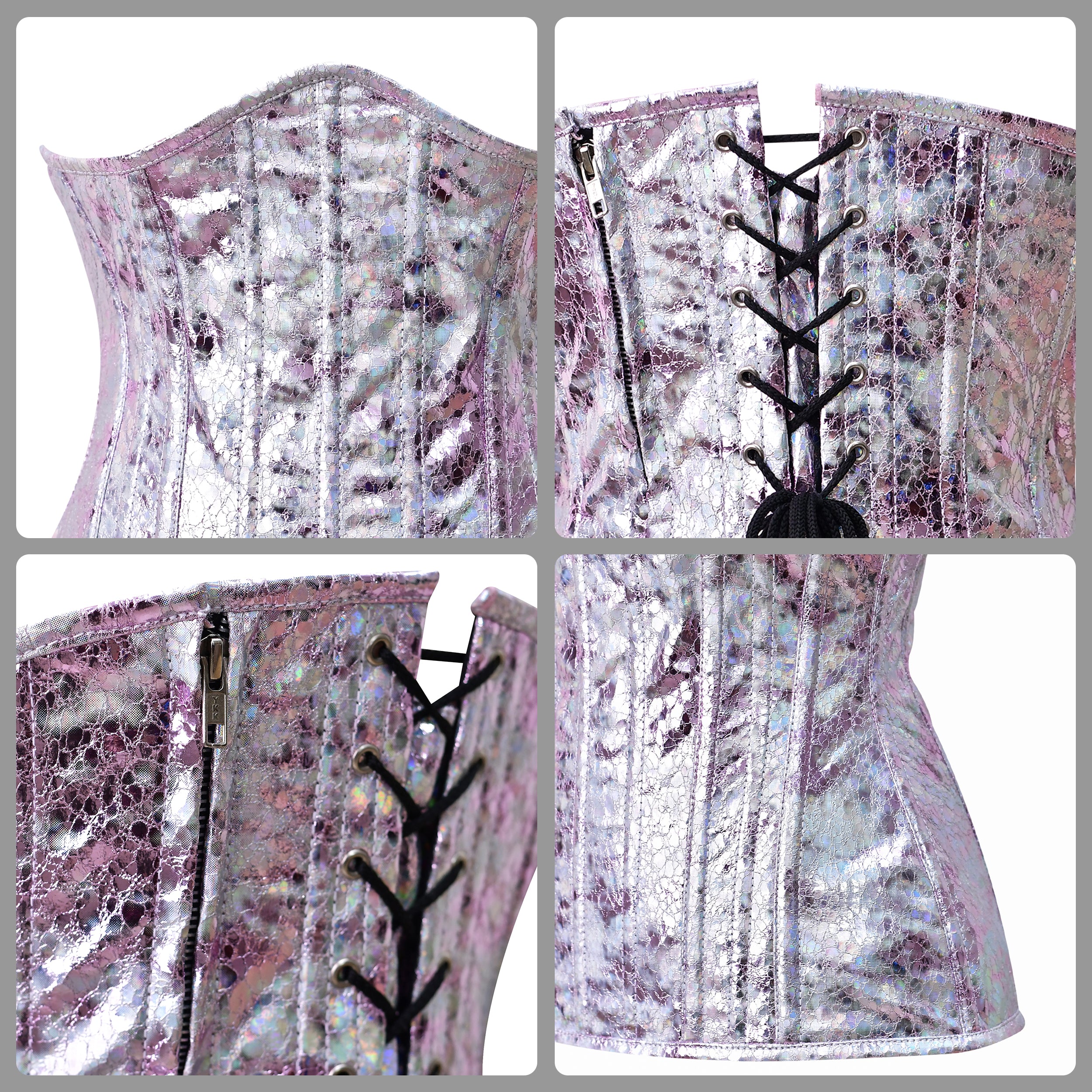 Pink Crackle Under bust Corset/Steel Boned corset