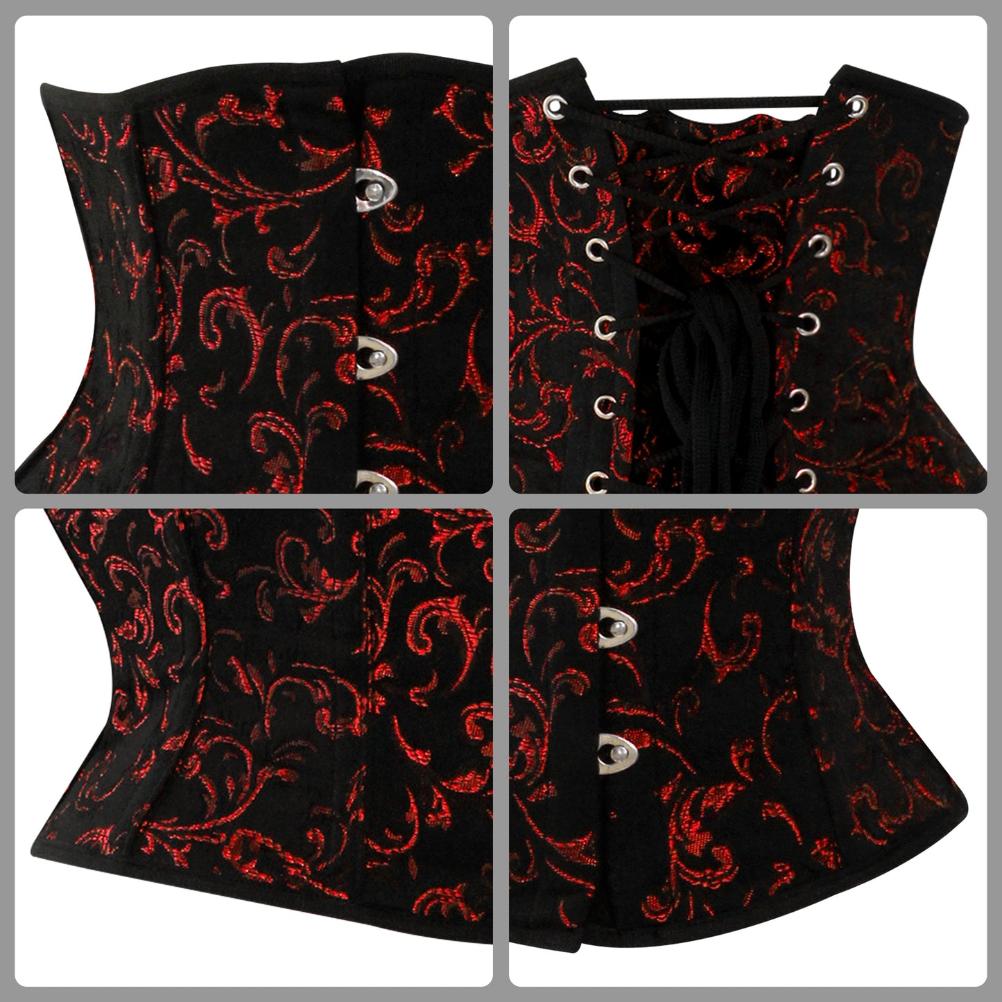 Red Brocade Mini Cincher corset - Waist Trainer Short torso