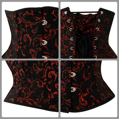 Red Brocade Mini Cincher corset - Waist Trainer Short torso
