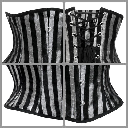 Silver Lined Brocade Mini Cincher corset - Waist Trainer Short torso