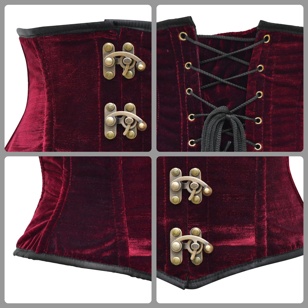 Authentic Crushed Velvet Underbust cincher corset w/ clasps Closure