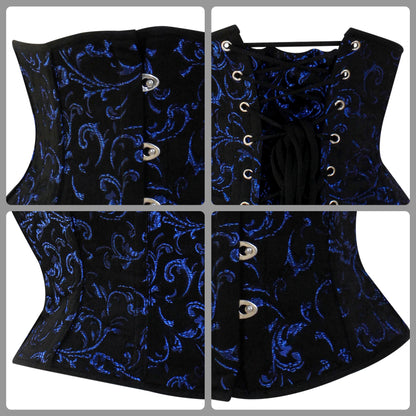 Blue Brocade Mini Cincher corset - Waist Trainer Short torso