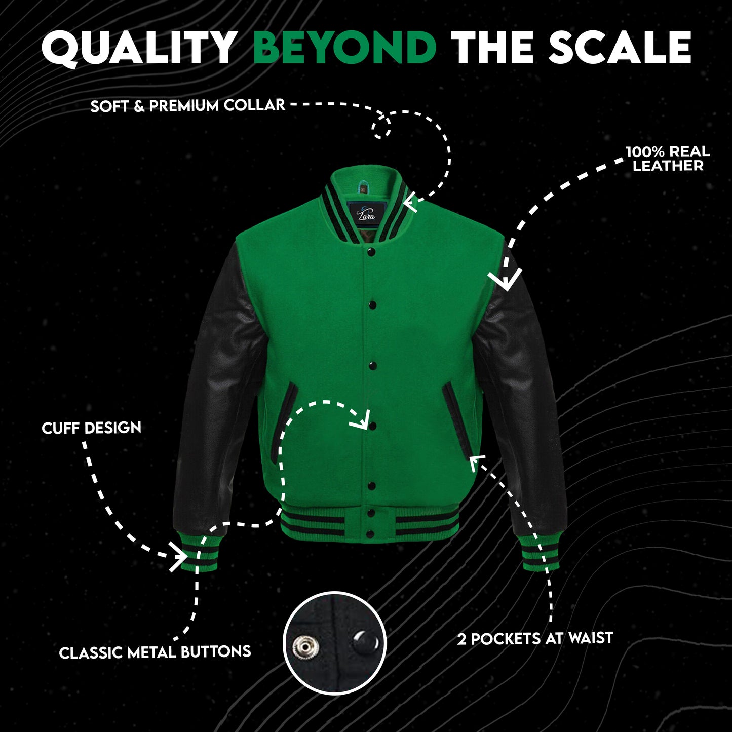 Varsity Letterman High School Jacket with Real Leather Sleeves