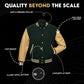 Varsity Baseball Jacket, Bomber Jacket with Real Leather Sleeves