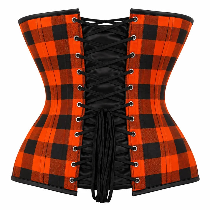 Pumpkin Punk Orange Plaid Corset Top Halloween Edition