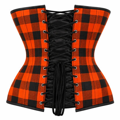 Pumpkin Punk Orange Plaid Corset Top Halloween Edition