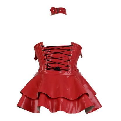 Red PVC Underbust Corset Harness with Buckles