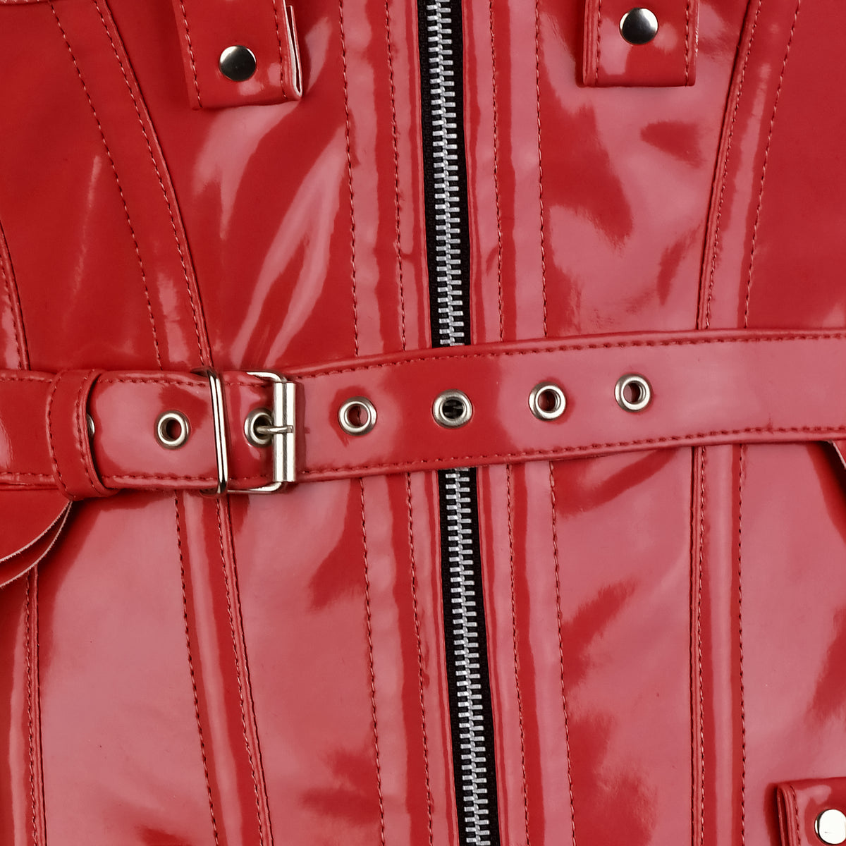 Red PVC Underbust Corset Harness with Buckles