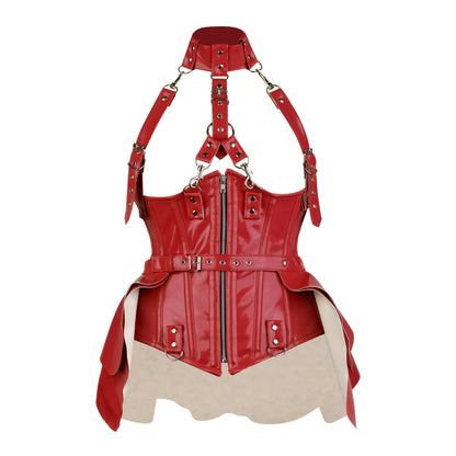 Red PVC Underbust Corset Harness with Buckles