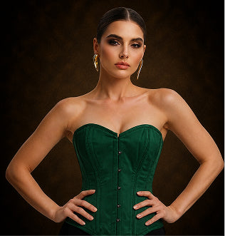 Handmade Medieval Corset with Front Hook Steel Boning