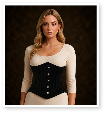 Black Lined Brocade Mini Cincher corset - Waist Trainer