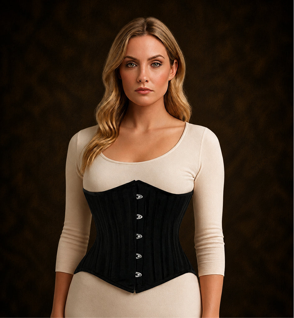 Black Lined Brocade Mini Cincher corset - Waist Trainer