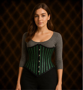 Brocade Lined Under bust Steel Boned Corset