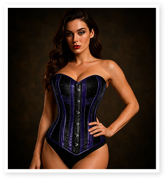 Steampunk Steel Boned Real Leather Overbust corset w/ Front Busk