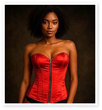 Handmade Red Satin Steel Boned OverBust Corset