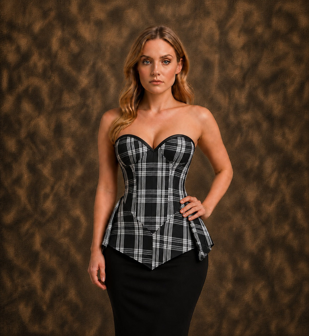 Black & White Plaid Corset Dress