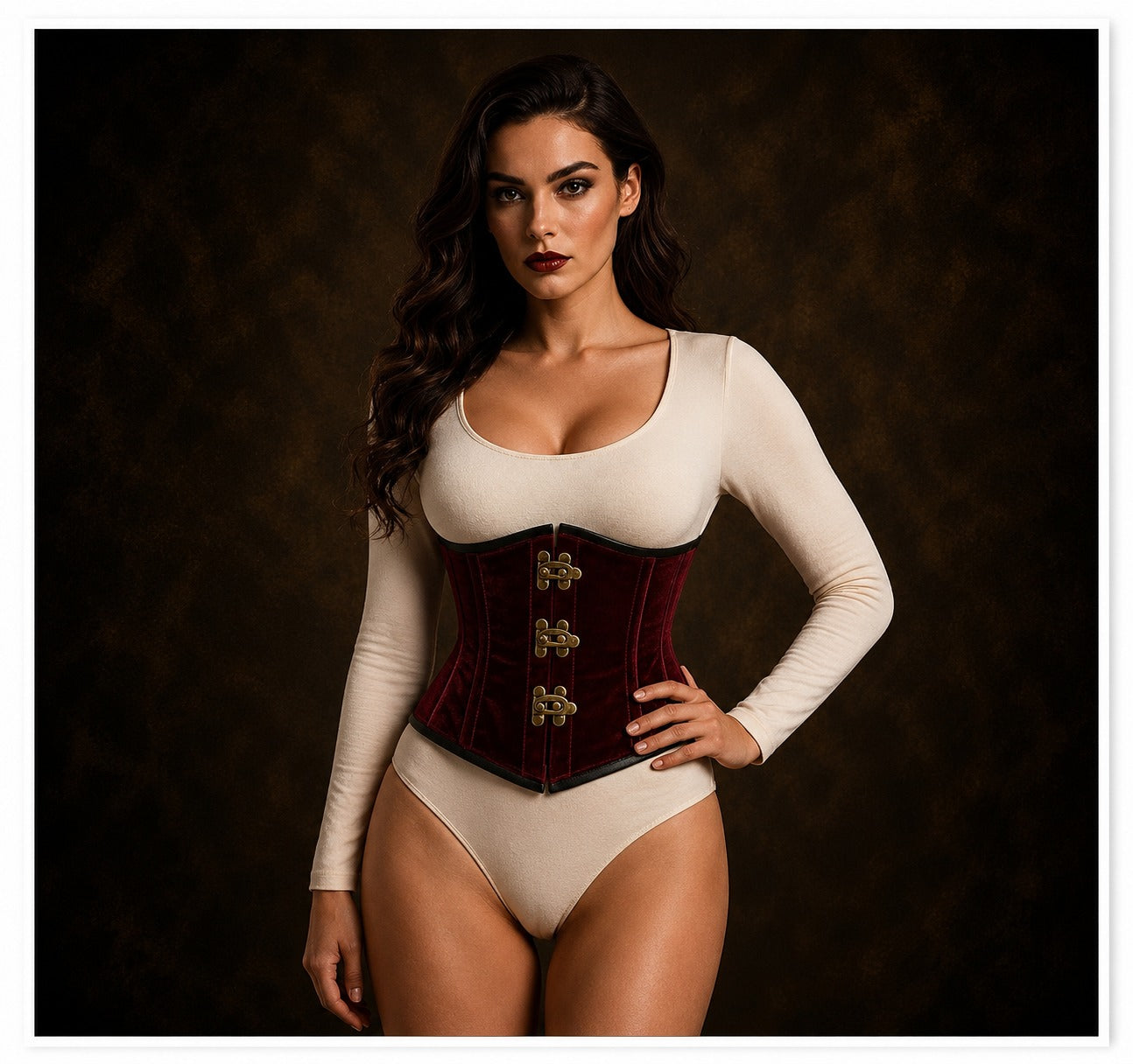 Authentic Crushed Velvet Underbust cincher corset w/ clasps Closure