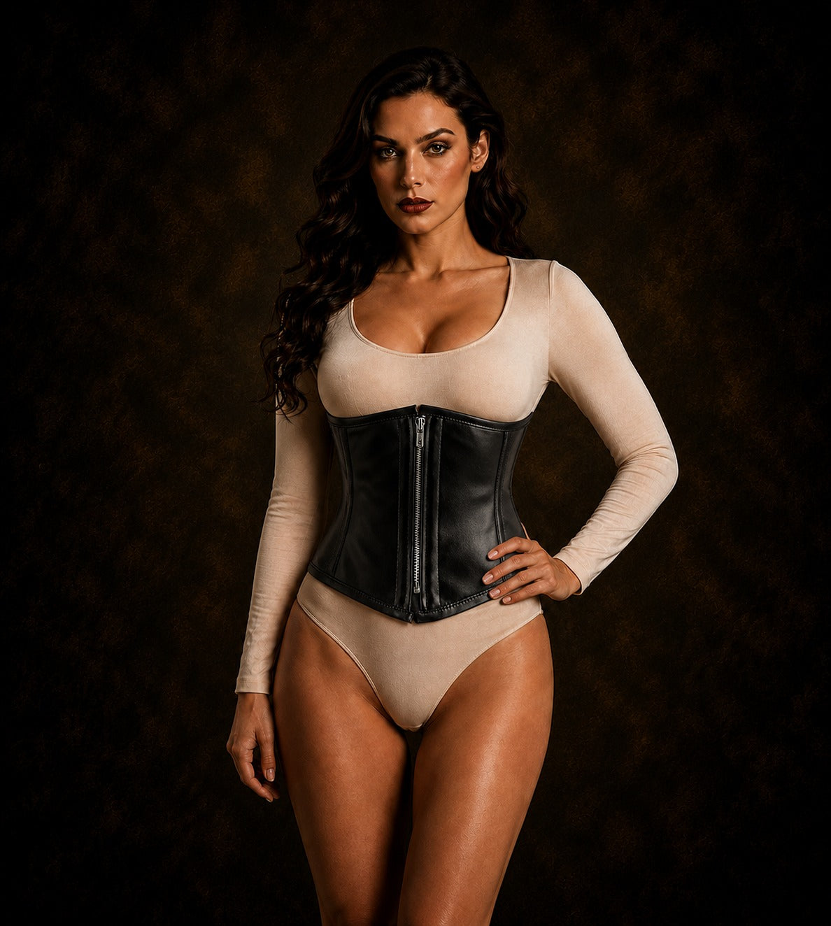 Black Faux Leather Waist Trainer corsets