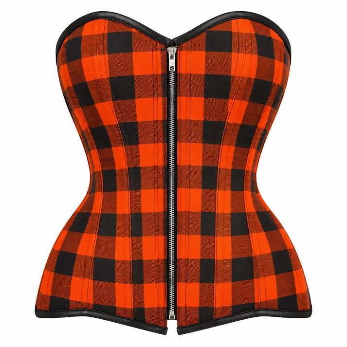 Pumpkin Punk Orange Plaid Corset Top Halloween Edition