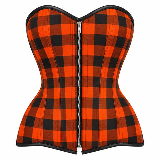 Pumpkin Punk Orange Plaid Corset Top Halloween Edition