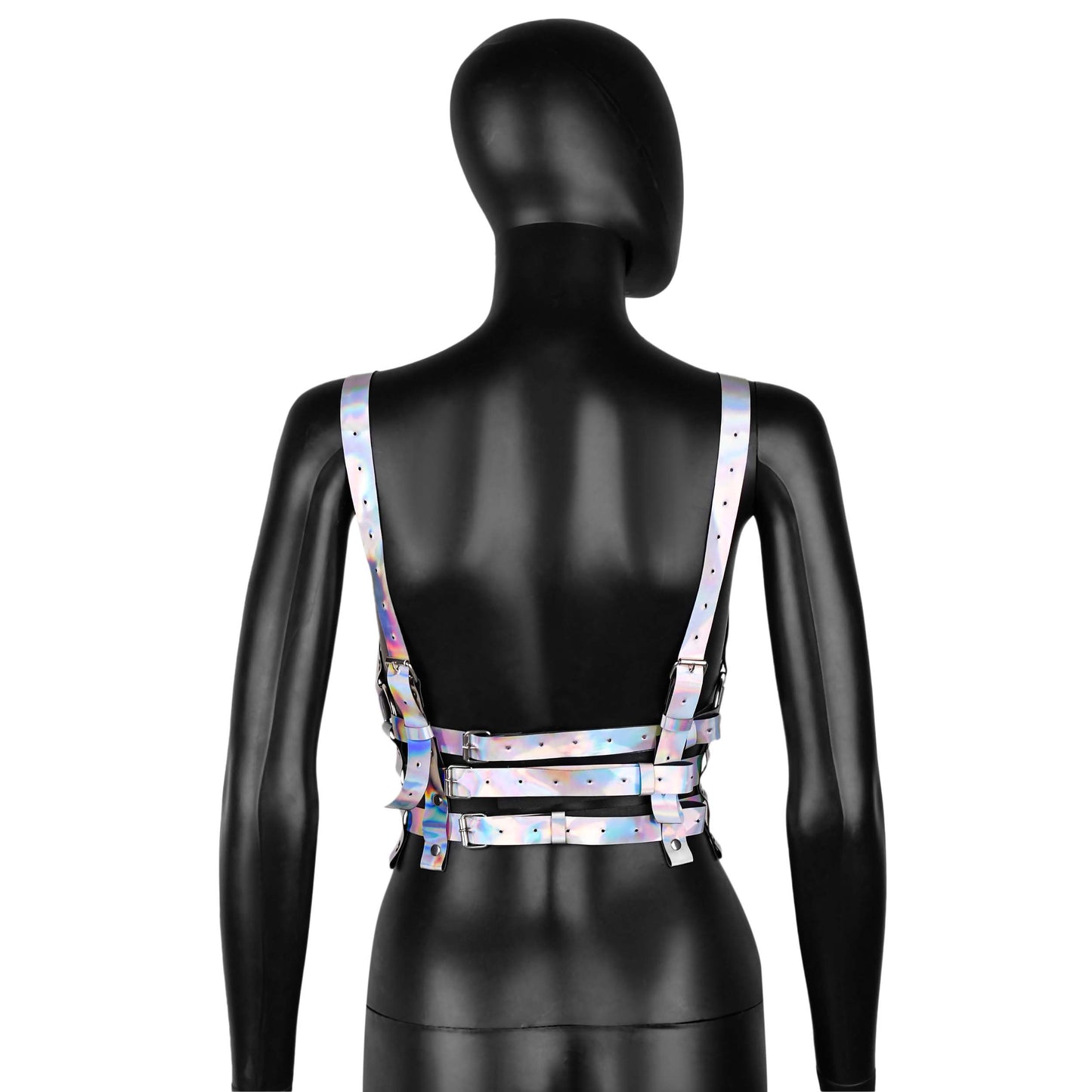 Holographic Leather Strappy Harness