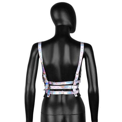 Holographic Leather Strappy Harness
