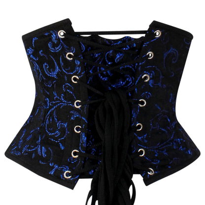 Blue Brocade Mini Cincher corset - Waist Trainer Short torso