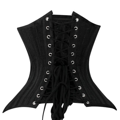 Black Brocade Lined Under bust Steel Boned Corset