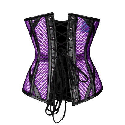Purple Mesh Cage Corset with Black Leather Straps