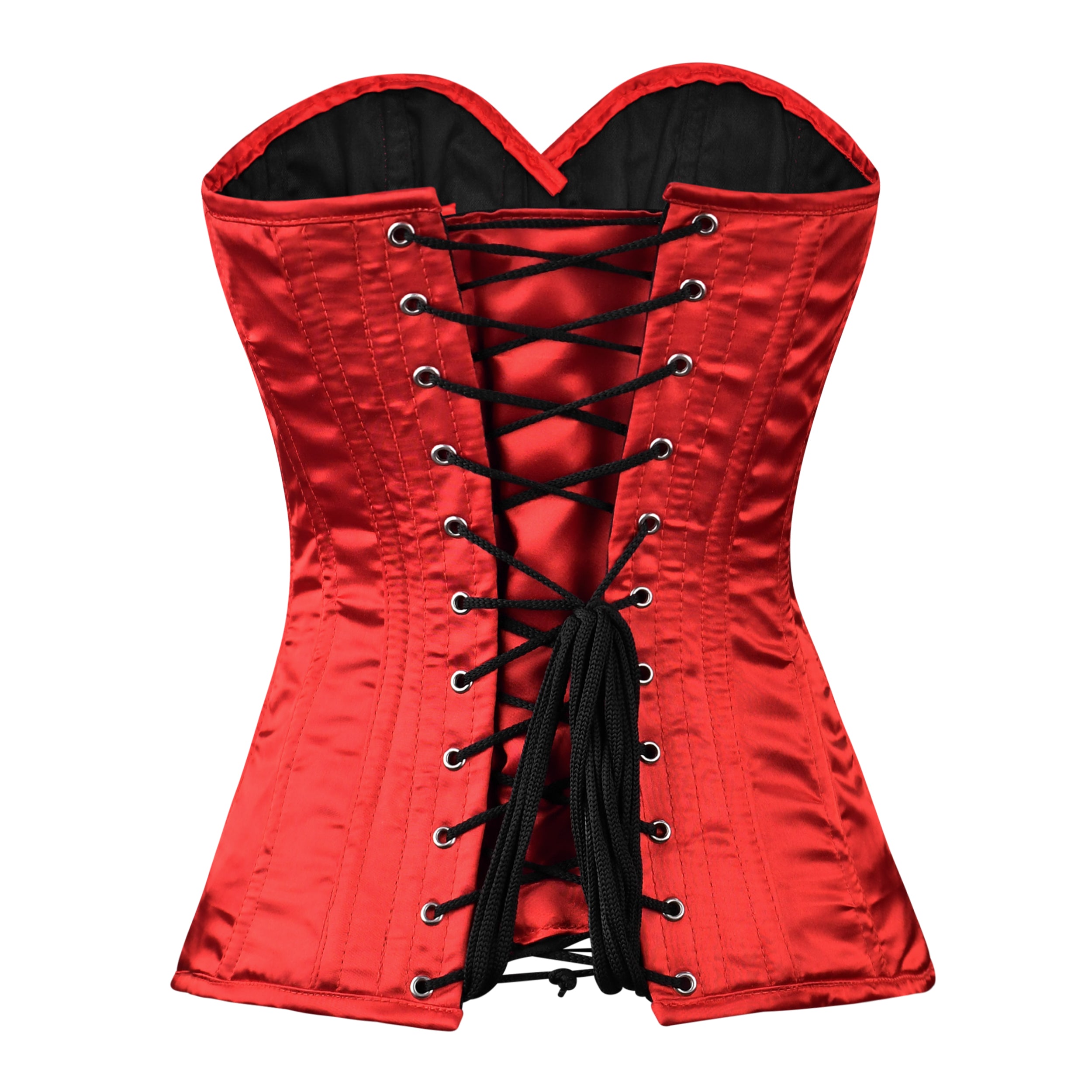 Handmade Red Satin Steel Boned OverBust Corset