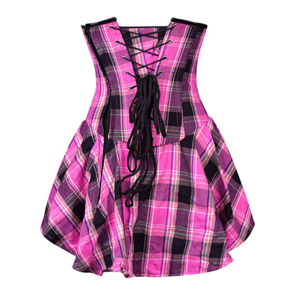 Pink Plaid Corset Dress