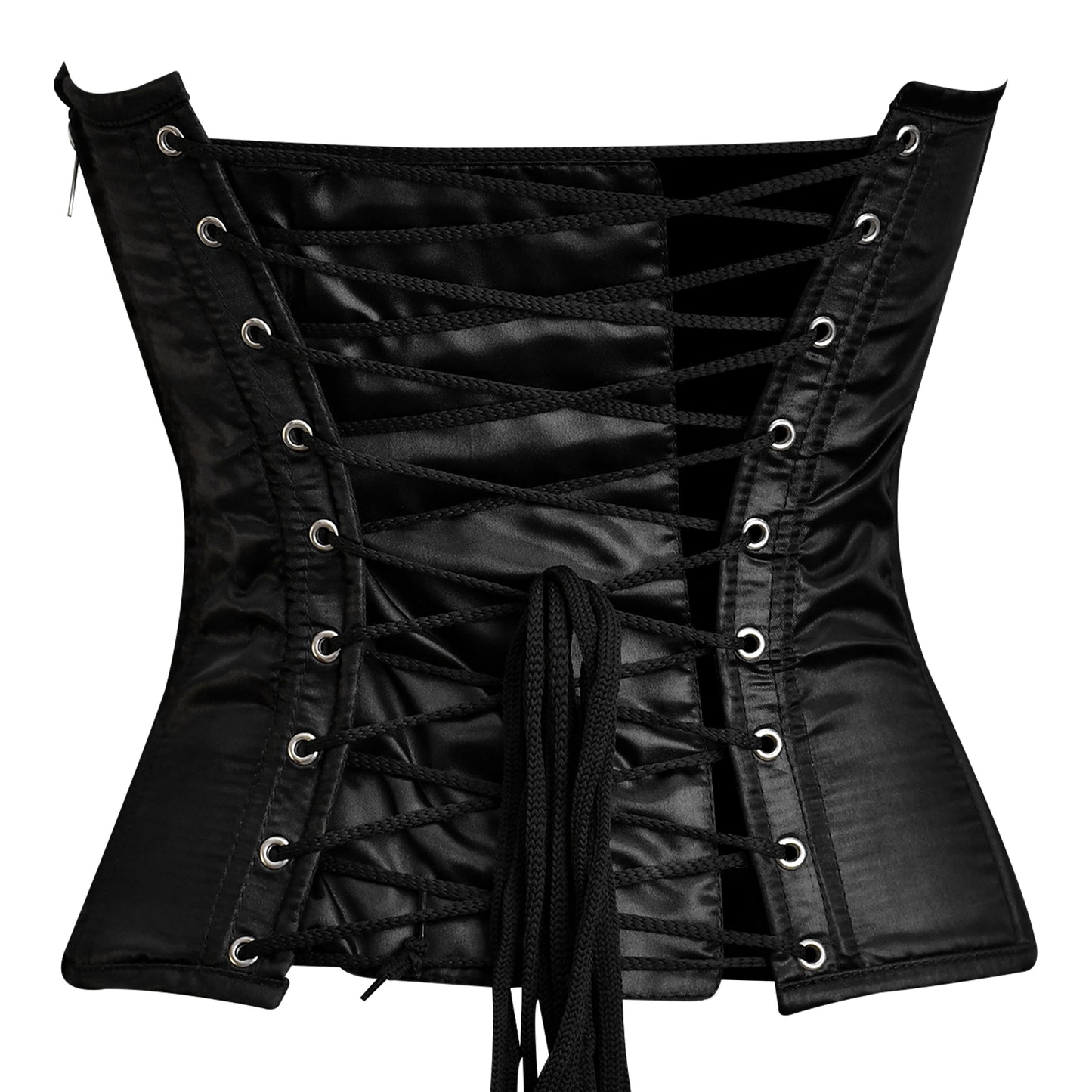 Handmade purple Black Satin Floral Lace Steel Boned Zipper Overbust Corset