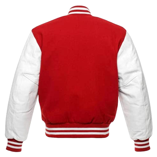 College Varsity Jacket, Baseball Jacket with Real Leather Sleeves