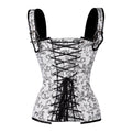 White & Silver Brocade Corset with Shoulder Straps