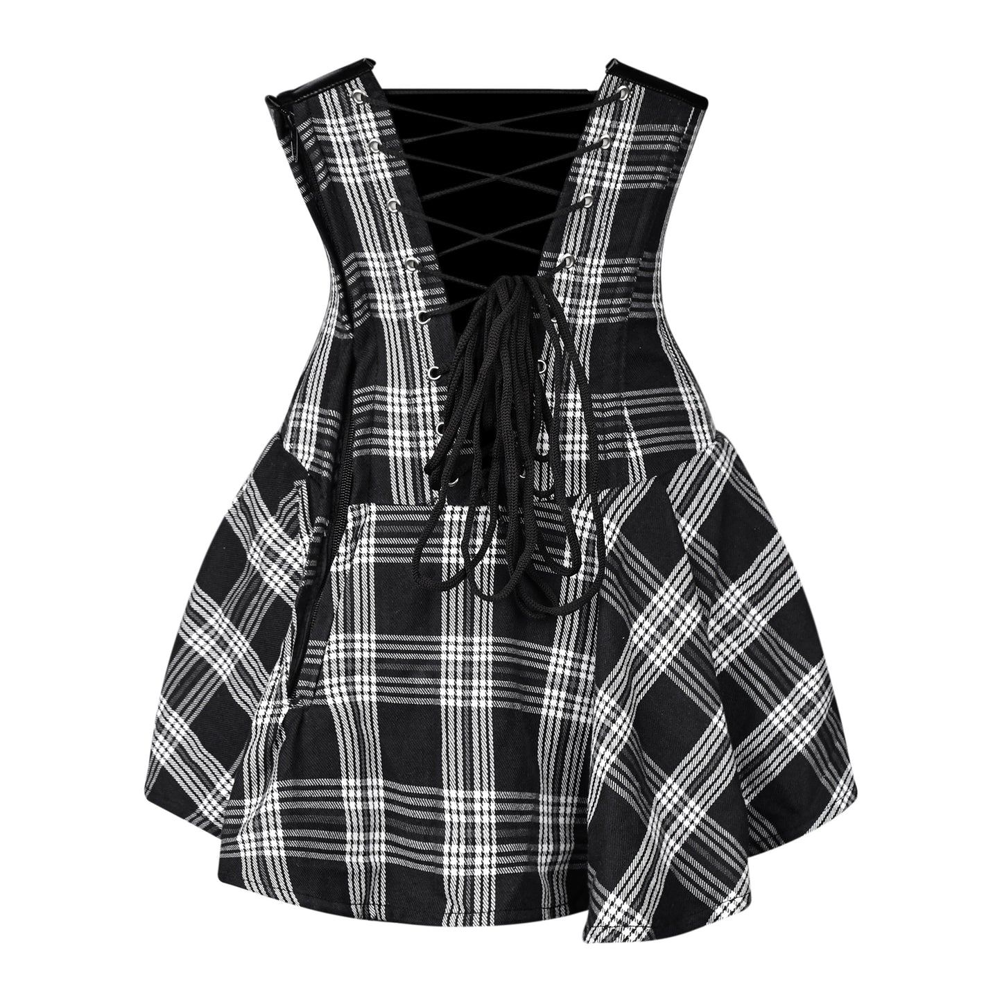 Black & White Plaid Corset Dress