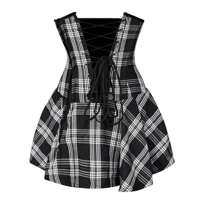 Black & White Plaid Corset Dress