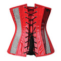 Red PVC Corset -Under bust Steel Boned w/ Fishnet