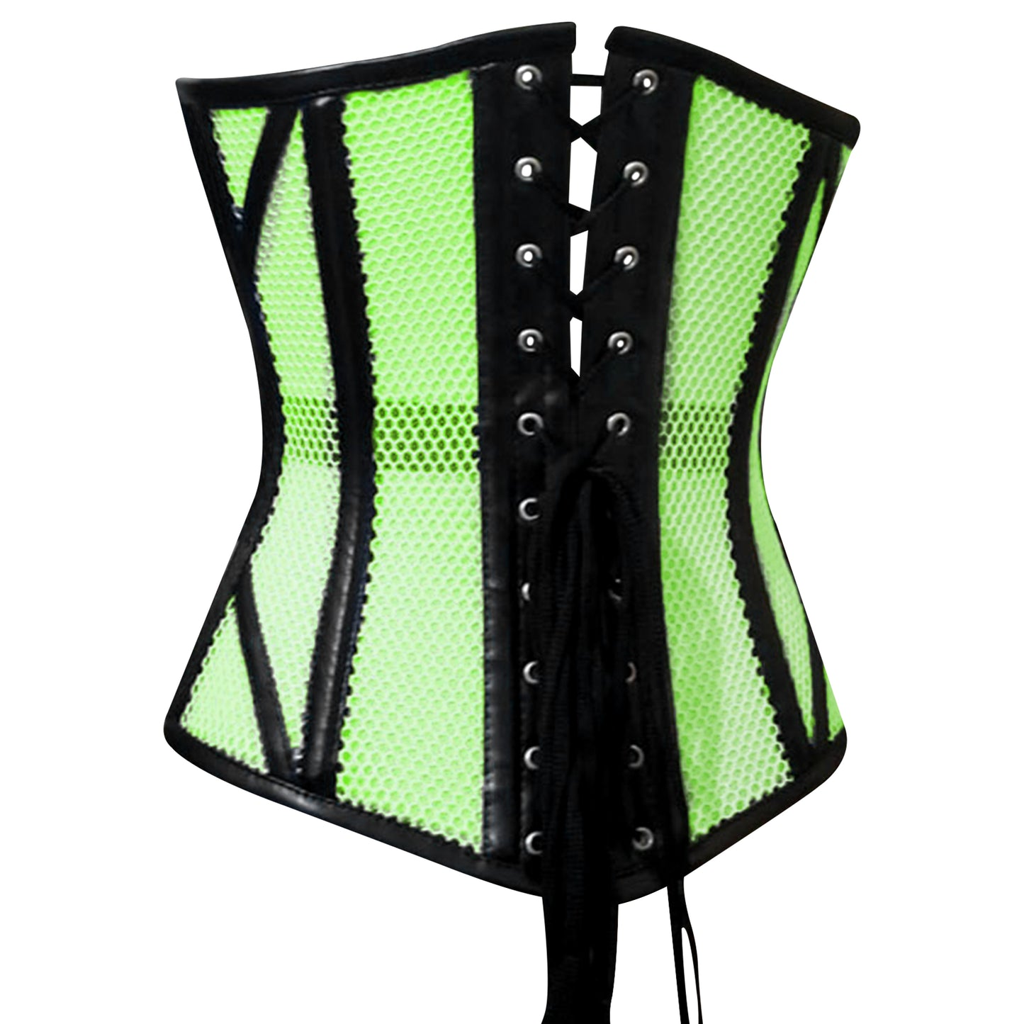 Stylish Overbust Faux/Fishnet Steel boned Corset