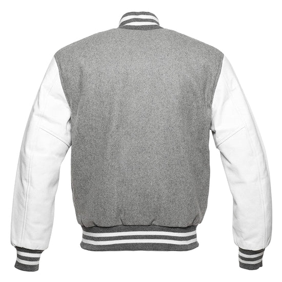 Varsity Letterman College Wool Jacket with Real Leather Sleeves