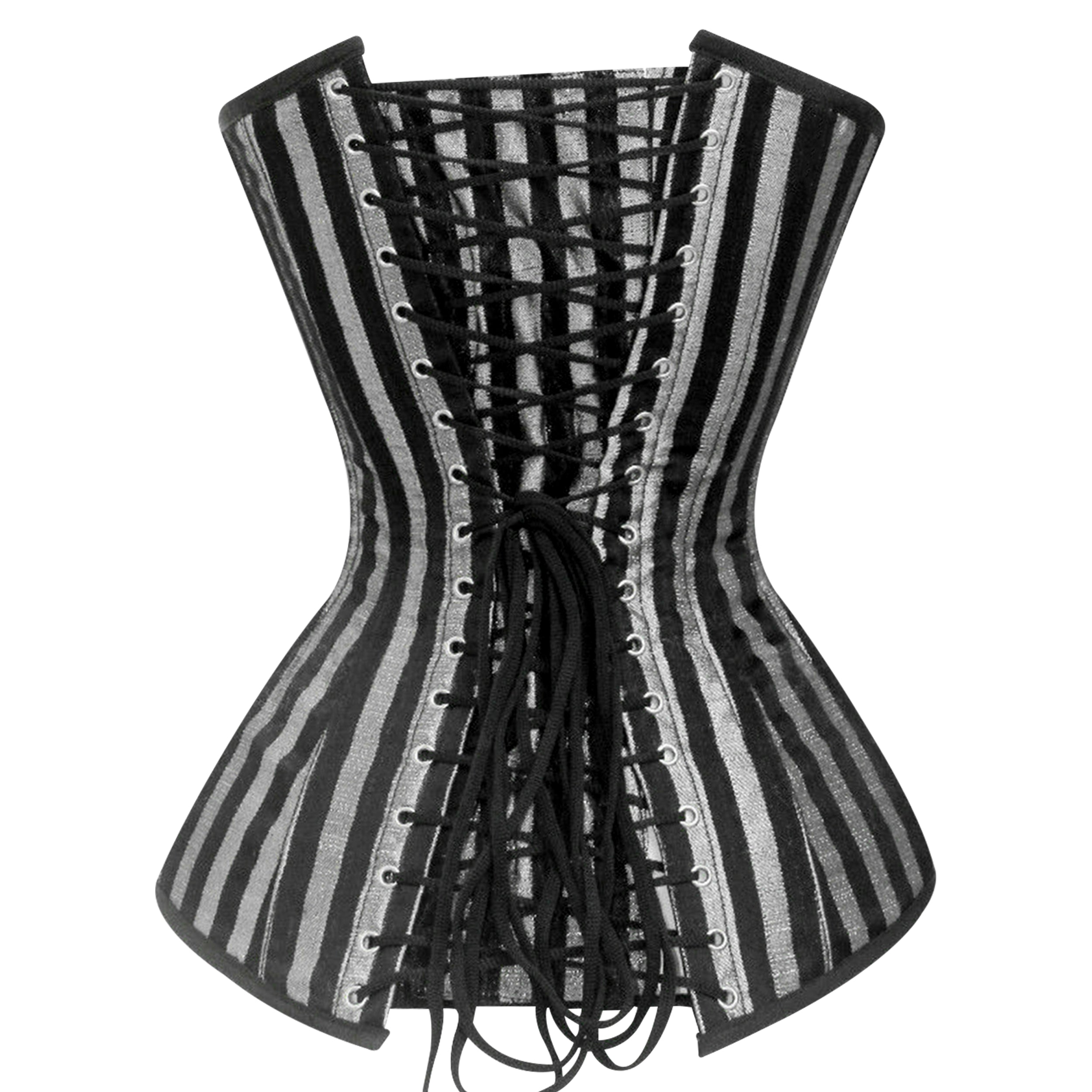 Handmade Silver Brocade Overbust corset/Steel Boned Waist Training Corset