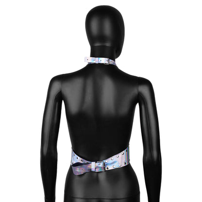 Holographic Leather Harness Crop Top