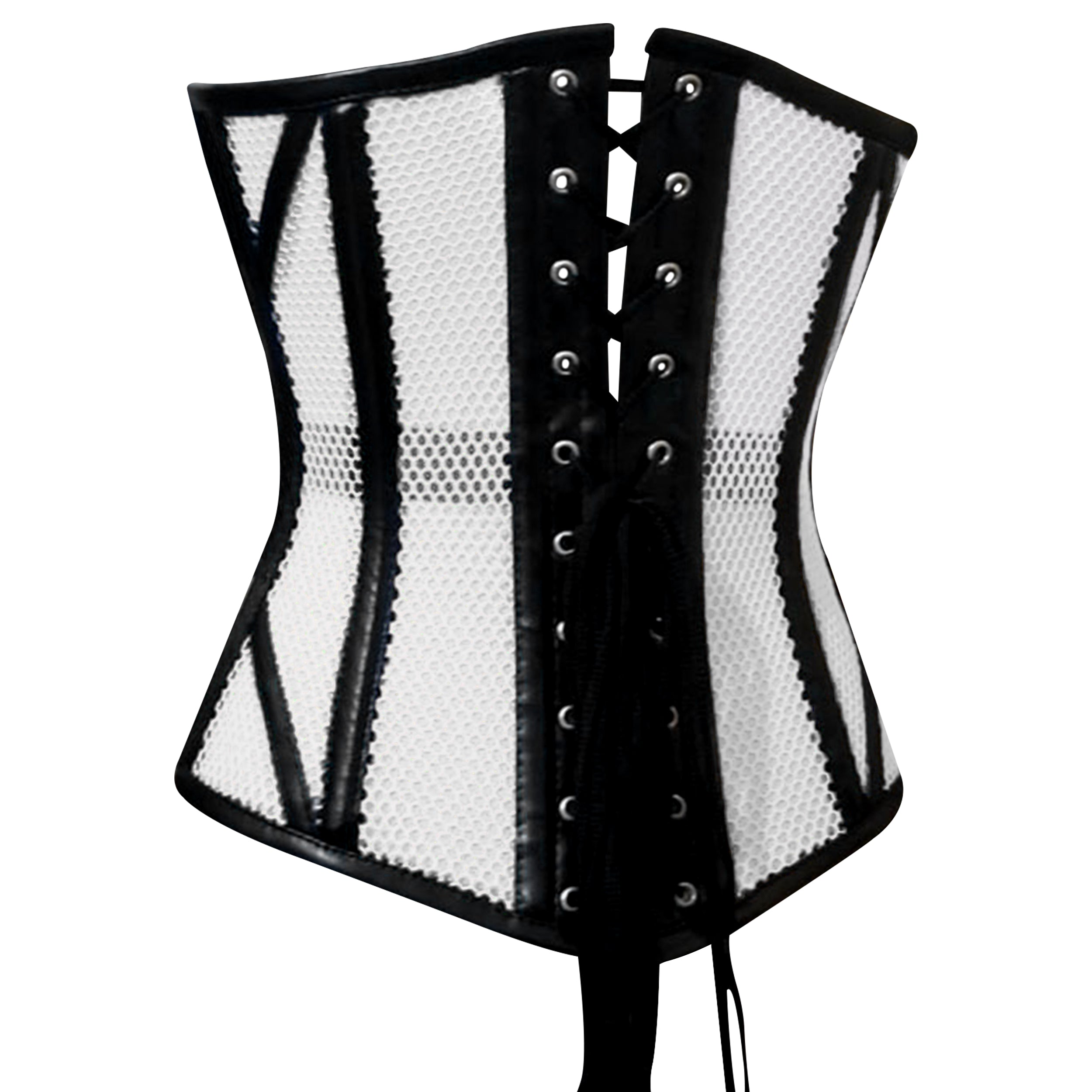 Stylish Overbust Faux/Fishnet Steel boned Corset