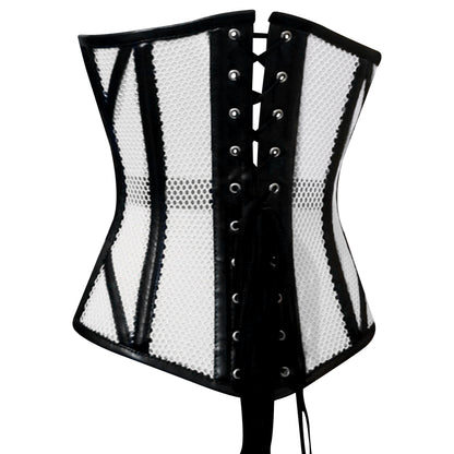Stylish Overbust Faux/Fishnet Steel boned Corset