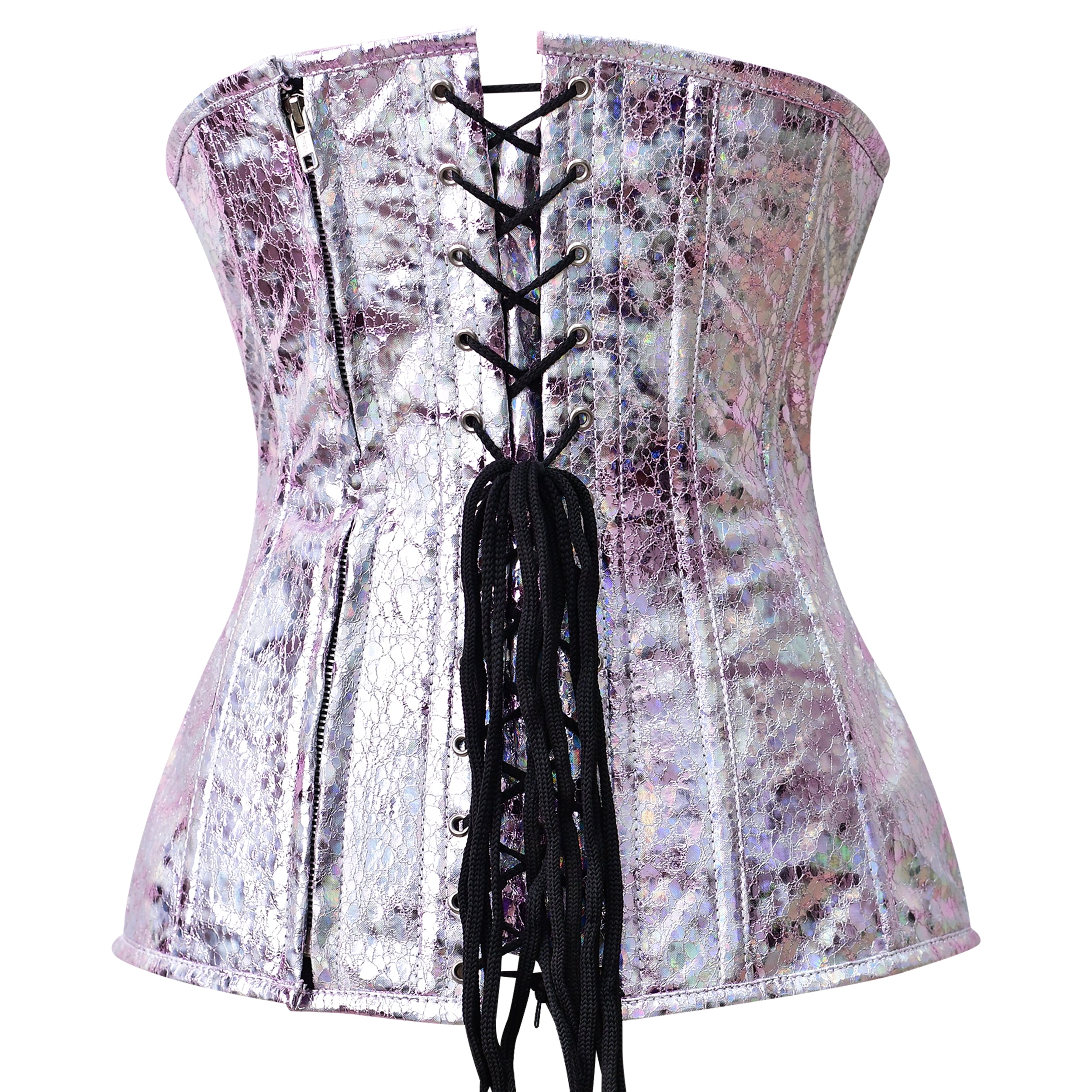 Pink Crackle Under bust Corset/Steel Boned corset