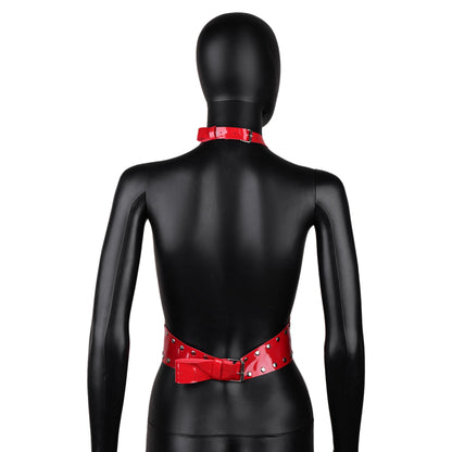 Red Patent Leather Harness Crop Top