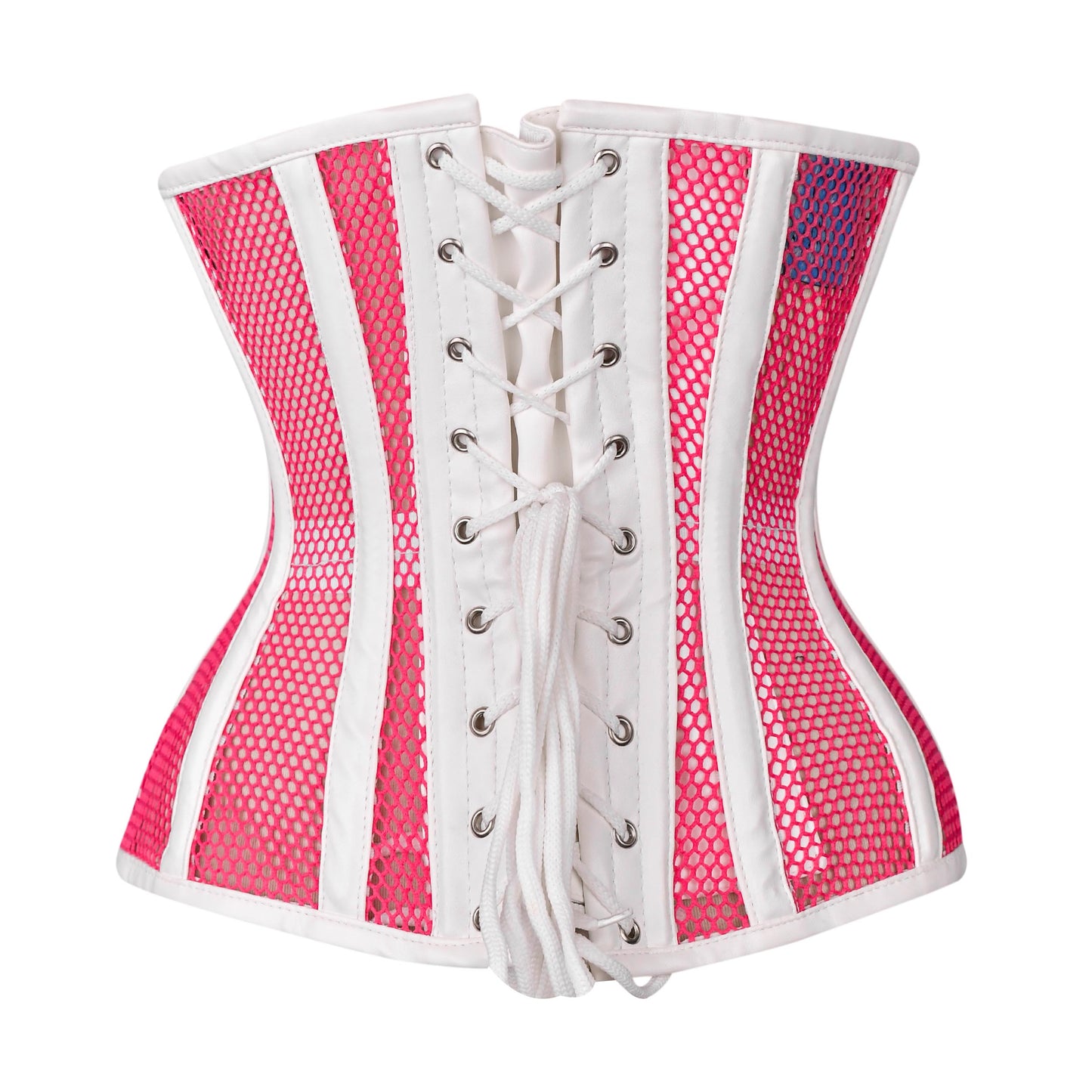 Pink & White Mesh Zip-Up Corset