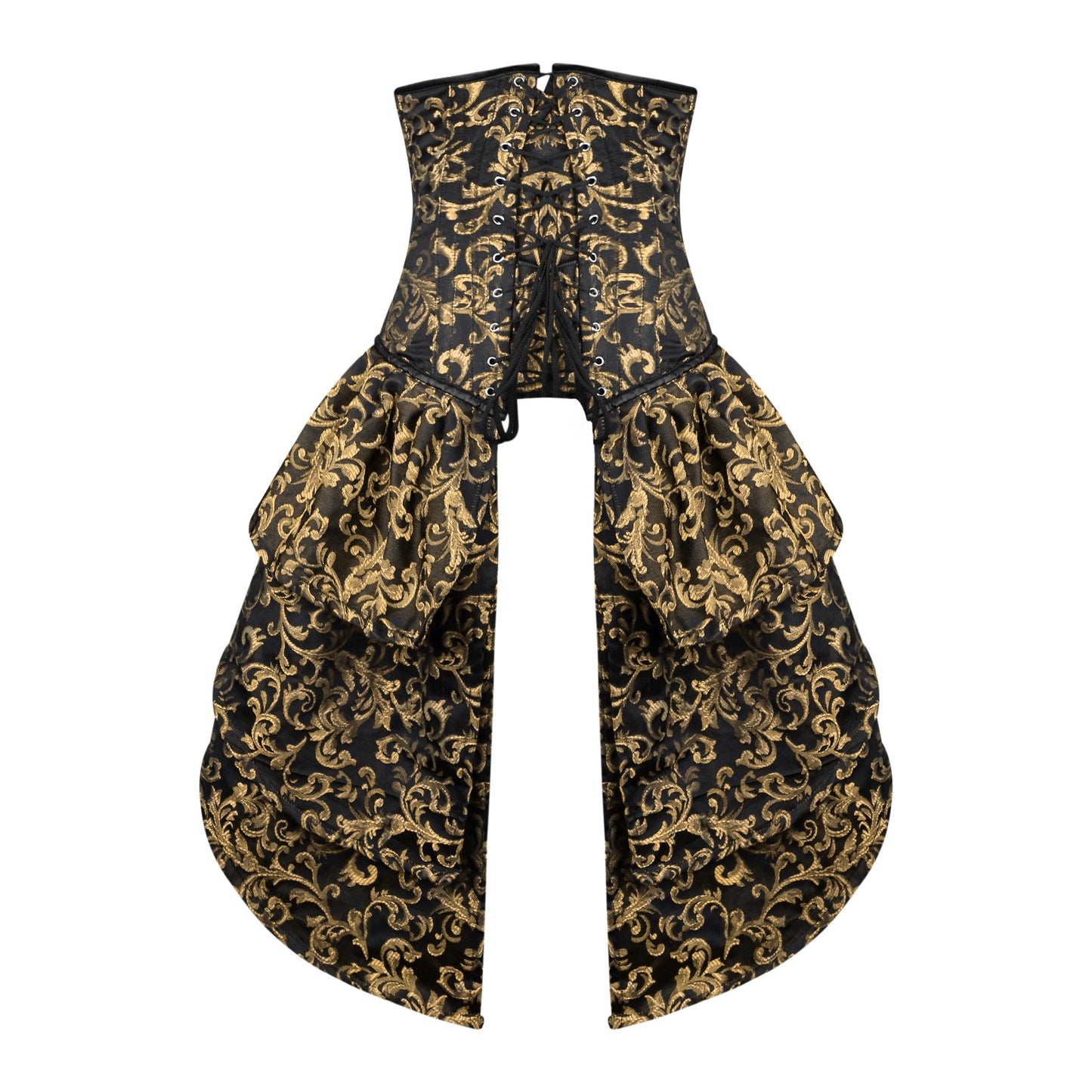 Victorian Gold Brocade Corset with Bustle Skirt