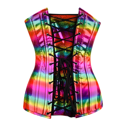 Prism Inferno Overbust Corset (Rainbow Holo Glitter)