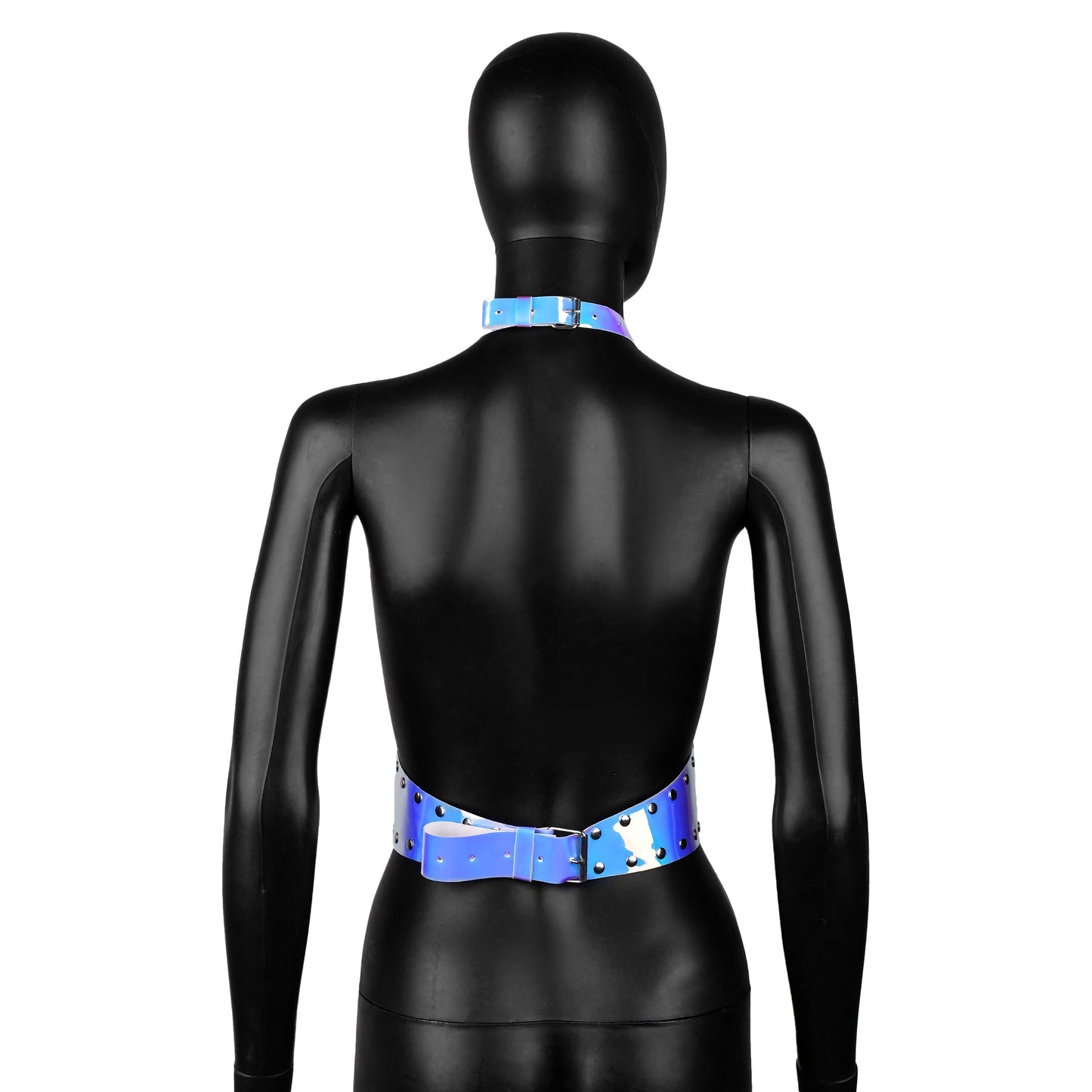 Blue Holographic Harness Crop Top