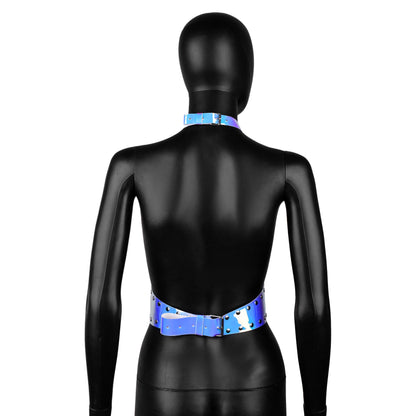 Blue Holographic Harness Crop Top